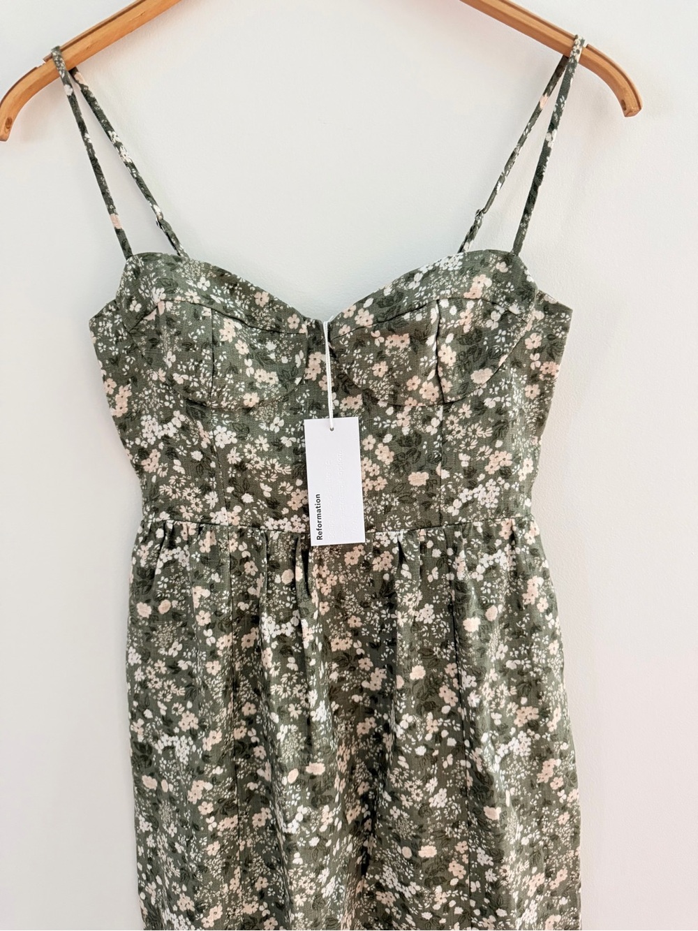 Reformation Effie Linen Maxi Dress 2 Linseed Green Floral NWT $298 - Picture 3 of 10